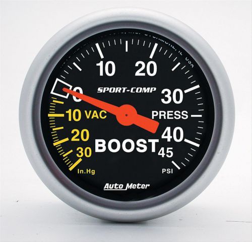 Autometer sport-comp mechanical boost/vacuum gauge 2 1/16&#034; dia black face 3308
