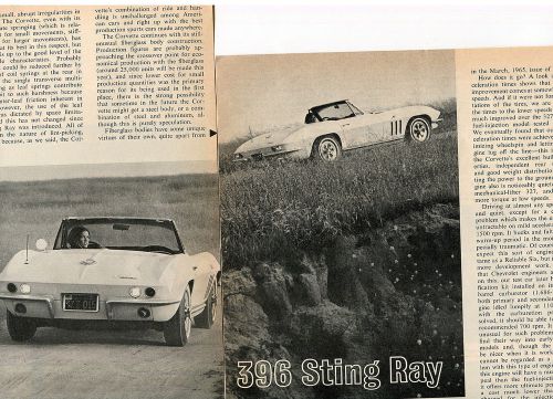 1965 chevrolet corvette 396 v8 convertible 7  pg road test  article chevy