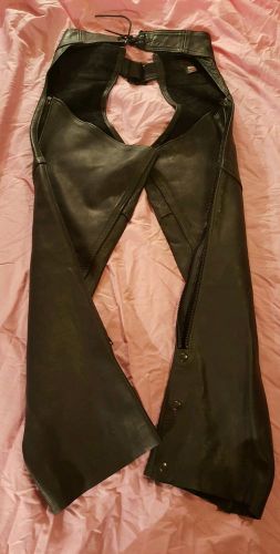 Black leather heavy duty natal motorcyle chaps