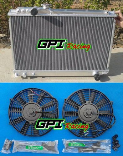 For 86-92 toyota supra 3.0 turbo mk3 soarer 7mgte mt aluminum radiator &amp; 2 fans