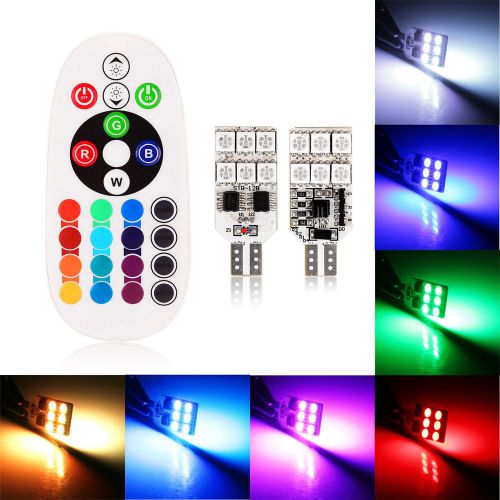 2x t10/w5w/168 led car interior dome reading rgb white light with remote control