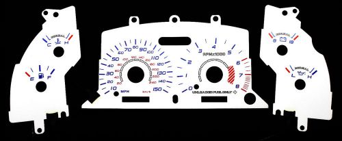 150mph euro white face glow gauge el indiglo overlays for 96-98 ford mustang gt