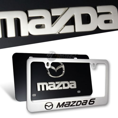 3d mazda 6 gloss black stainless steel license plate frame - front &amp; back set