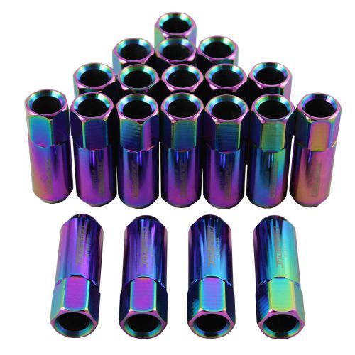 Neo chrome jdmspeed extended forged aluminum tuner racing lug nuts m12x1.5 60mm