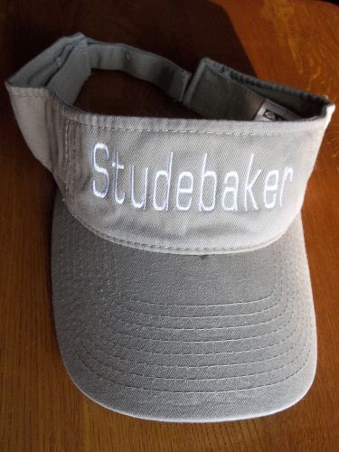 Tan adjustable cotton visor with white embroidered block studebaker - new !