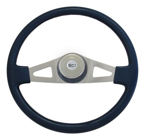 2 spoke 18&#034; blue truck steering wheel w/ matching bezel for fl pb kw &amp; more!
