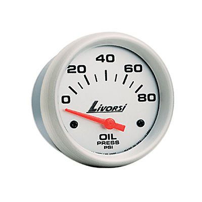 Livorsi electric automotive 0-80 psi oil pressure gauge platinum 2 5/8&#034;