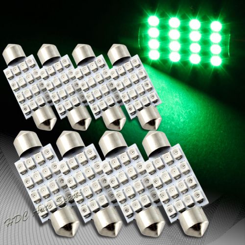 8x 41mm 16 smd green led festoon dome map glove box trunk replacement light bulb