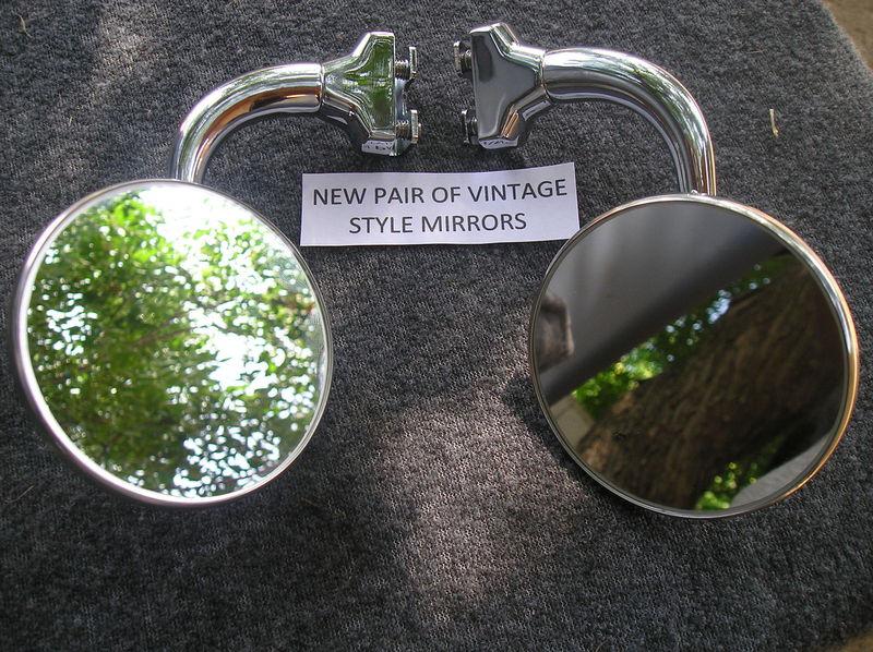 New pair of vintage style 4 inch round glass peep side view mirrors !