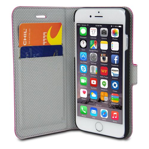 New chil attraction jacket magnetic wallet &amp; case for iphone 6 plus (pink)