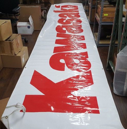Used oem kawasaki large 20 foot banner white with red lettering 99969-2333 sign