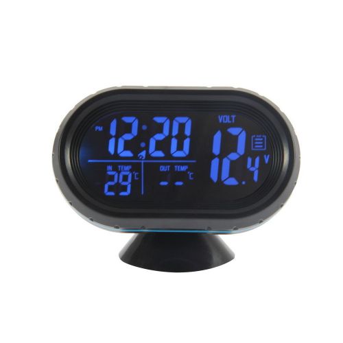 Black screen car digital lcd monitor thermometer voltage alarm clock 12v-24v e1