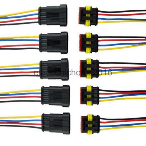 5 kit 4 pin car waterproof electrical connector plug wire installation awg