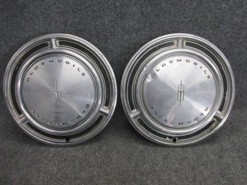 1969 oldsmobile 15&#034; stainless steel hub caps (set of 2) 1960s oldsmobile