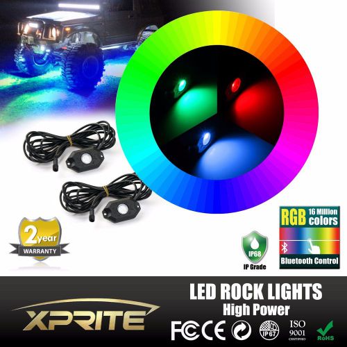 Set of 4x pod rgb led rock lights wireless bluetooth music flashing multi color