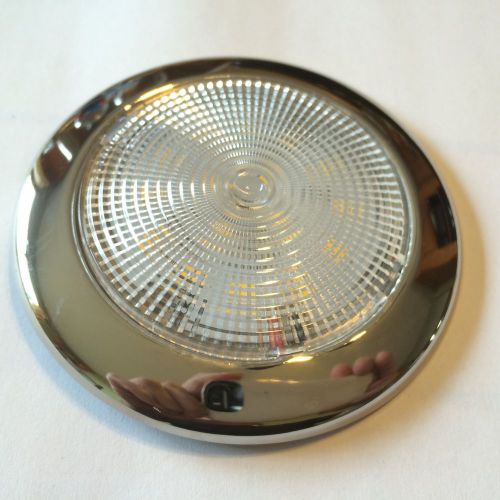 12v led stainless compact dome light 3 3/4&#034; brand new slim