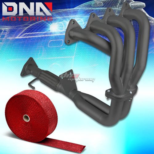 For 97-01 prelude base bb6 h22a4 stainless black exhaust header+red heat wrap