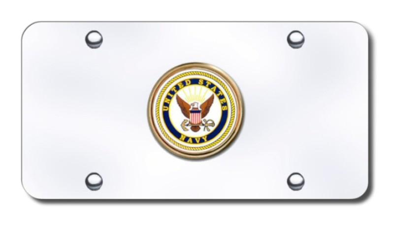 Navy logo on chrome license plate made in usa genuine