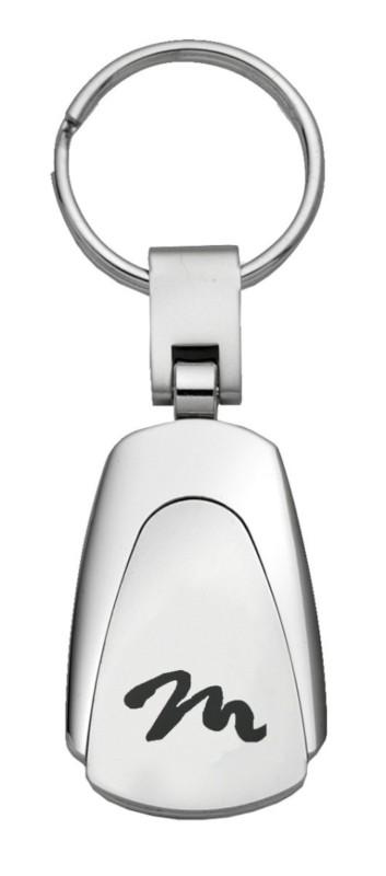 M logo satin-chrome teardrop keychain / key fob engraved in usa genuine