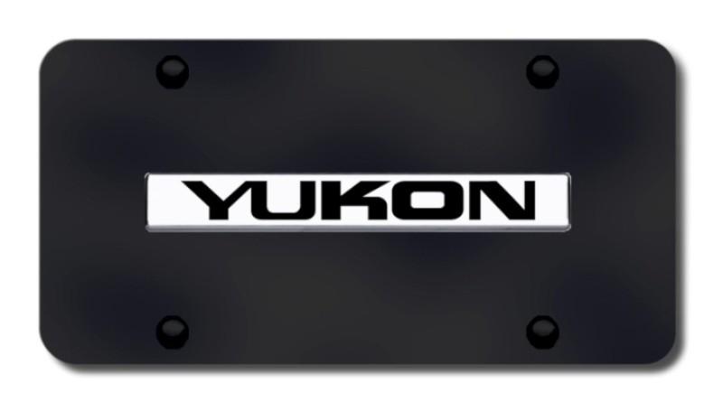 Gm yukon name chrome on black license plate made in usa genuine