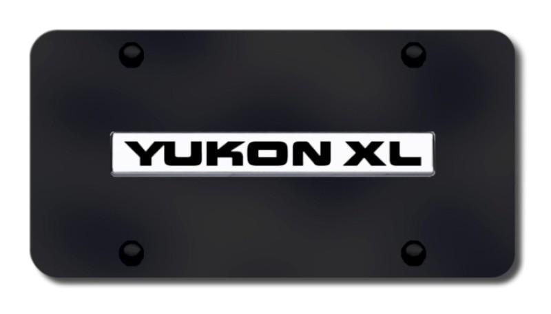 Gm yukon xl name chrome on black license plate made in usa genuine