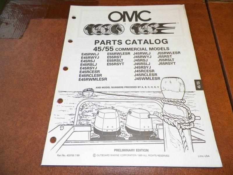1990 omc johnson & evinrude 45/55 hp commercia outboard boat motor parts catalog