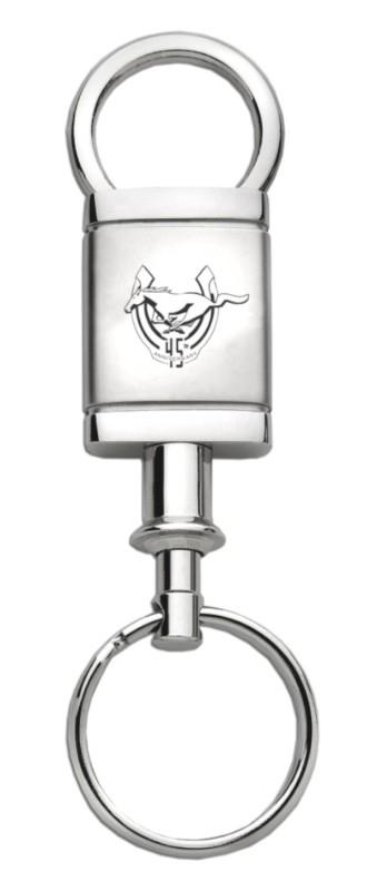 Ford mustang 45th anniversary satin-chrome valet keychain / key fob engraved in