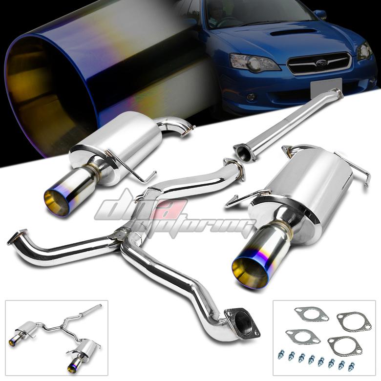 Dual 4"burnt tip exit muffler stainless catback exhaust cat back 05-09 legacy gt