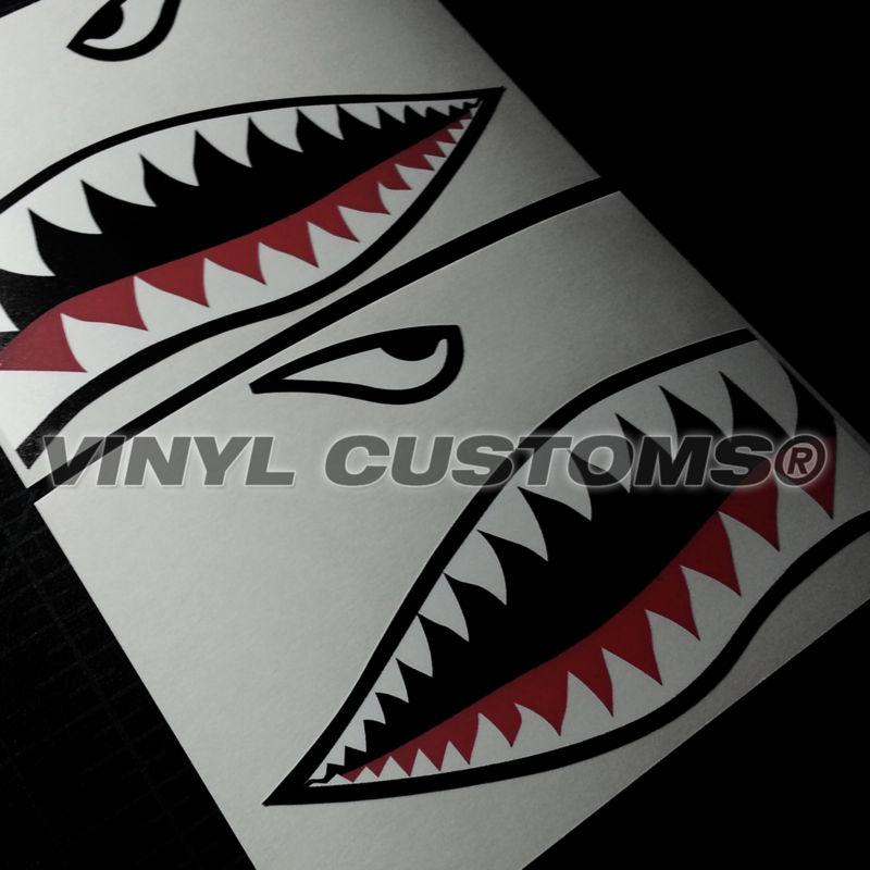 30" flying tigers shark teeth v2 high quality die-cut vinyl decals a01