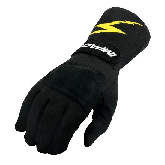 New impact racing black g-1 open wheel driving gloves size medium fire resistant