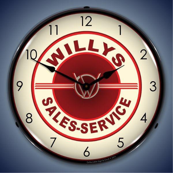 Willys sales & service 14" backlit lighted clock vintage hot rod rat rod new