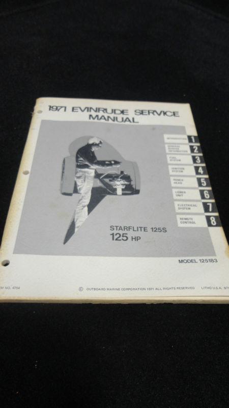 1971 evinrude 125hp,125 hp service manual#4754 outboard boat motor engine repair