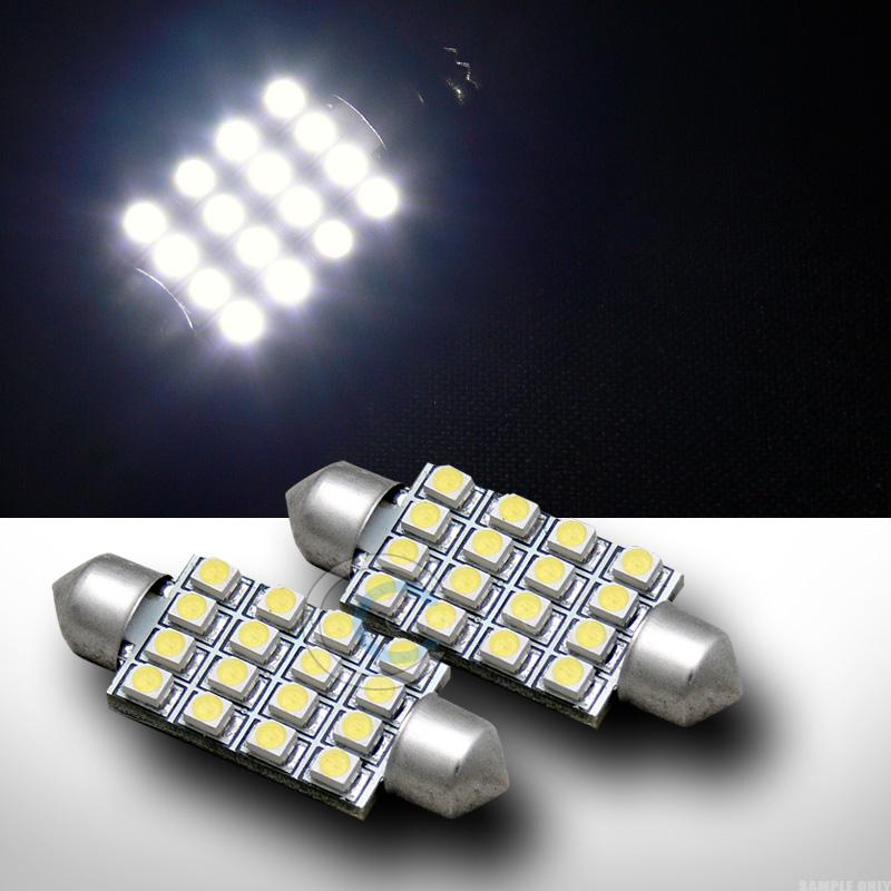 2pc white 41mm festoon 16x smd led light bulb interior/door lamp 214-2 6413 6429