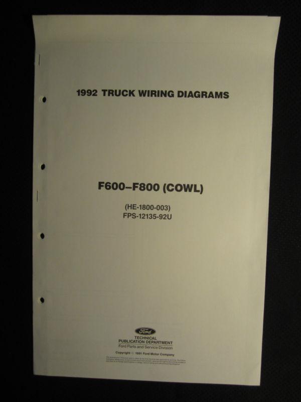 1992 ford f600-f800 truck electrical wiring diagram service manual cowl 