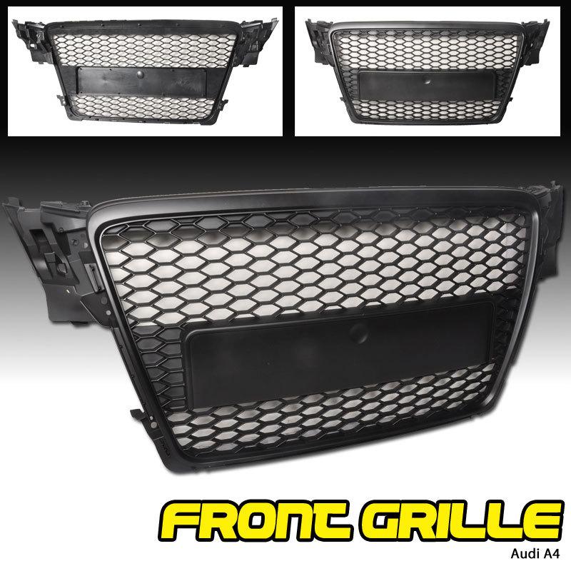 09 10 audi a4 b8 abs front hood grille grill badgeless black