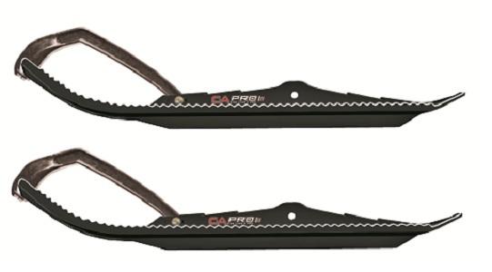 Pair of blue c&a pro boondocking xtreme 7 1/4 snowmobile skis w/black c&a loops