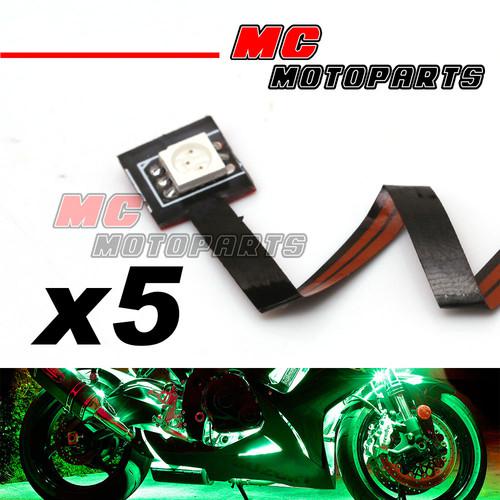 5 pcs green mini tiny smd led 5050 12v strip lights for triumph motorcycle