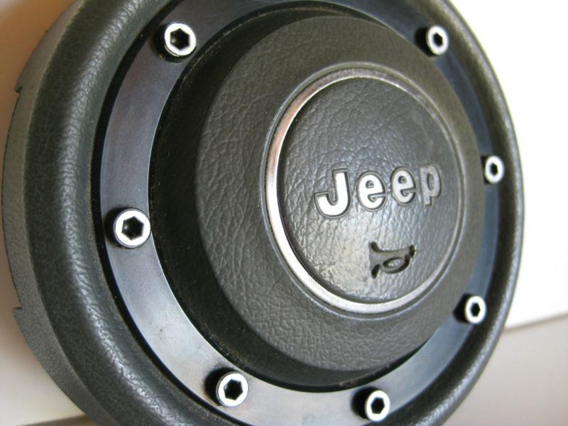 Jeep cherokee wrangler cj 5 7 steering wheel horn button pad cover gray 76-95 90