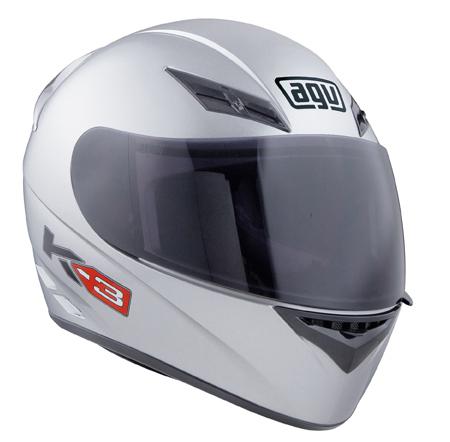 New agv k3 solid gloss silver med/md helmet