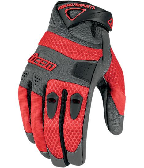Icon anthem mens motorcycle gloves leather / textile red m md medium