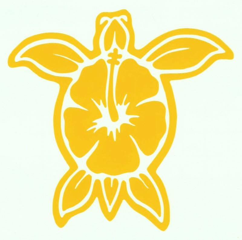 Sea turtle plumeria flower car truck window vinyl decal bumper sticker yellow