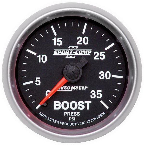 Auto meter 3604 sport comp ii 2 1/16" mechanical boost gauge 0-35 psi