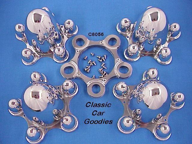 Hub caps (4) chevy 4 3/4" "spider centers" chrome metal