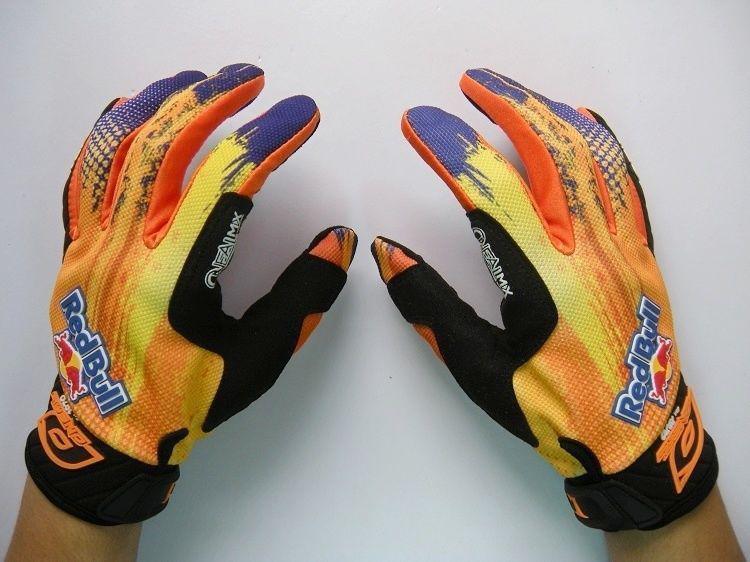 Orange motocross racing riding dirt bike bicycle full finger motorcycle gloves l