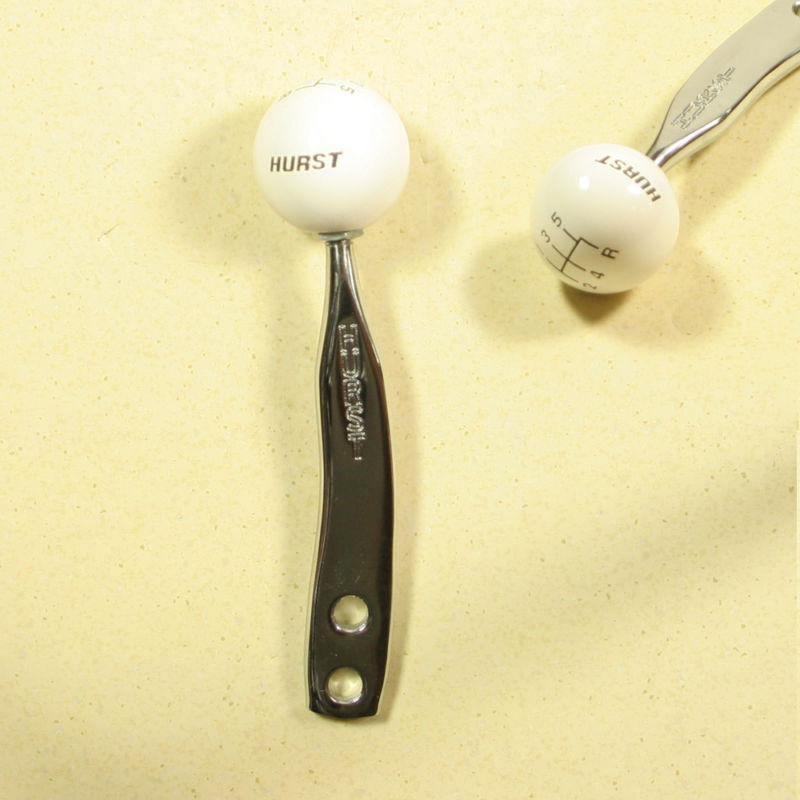 Hurst 5387201 chrome shifter handle stick with white 5 speed knob