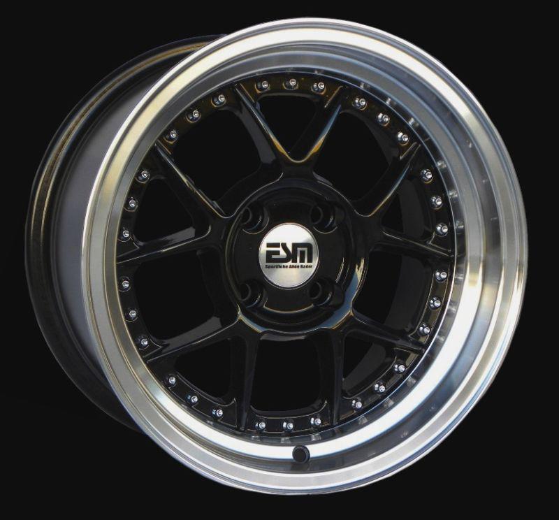 Black 15x8 15" wheels rims 4x100 esm 010 nissan