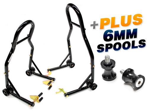 Front rear lift stands combo swingarm spools + 6mm spools for yamaha r1 r6 r6s