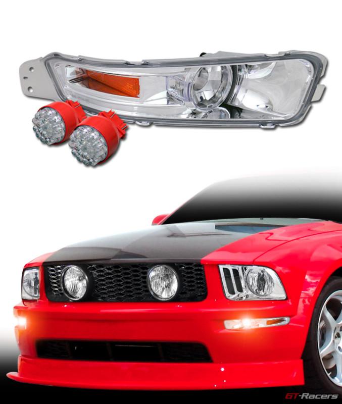 Chrome signal bumper lights am lamps+19 count led bulbs a 2005-2009 ford mustang