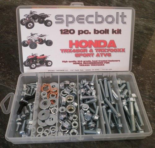 120 piece bolt kit honda trx450 r 700xx atv frame body plastic fenders specbolt