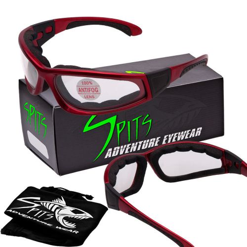 Spits headwind foam padded safety glasses - red frame - clear lenses